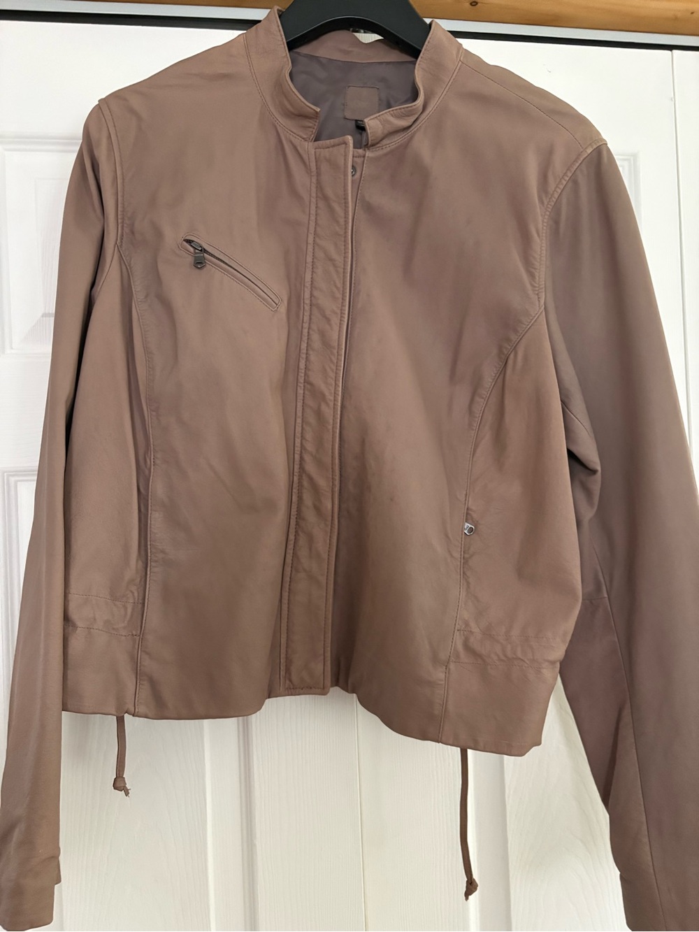 GAP Women's Leather Jacket in Taupe